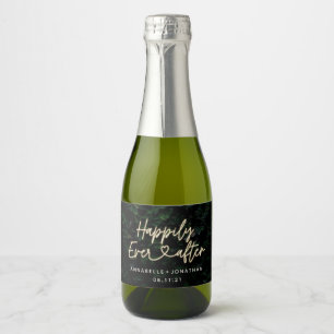Happily ever after modern foliage wedding party b sparkling wine label