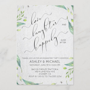 Happily Ever After Modern Greenery Engagement Invitation