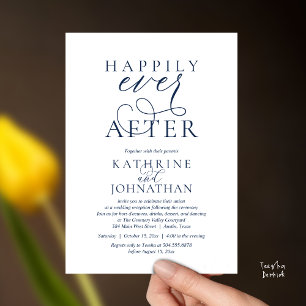 Happily Ever After, Modern Wedding Reception Invitation