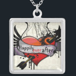 Happily Ever After Necklaces Gothic Grunge<br><div class="desc">Wedding Keepsake Wedding Party Necklaces - to change background colour - click customise - click edit - choose last tool in drop down menu and choose from one of the colours shown or enter your rgb hex code for your custom wedding colour- to change font colour select the text you...</div>