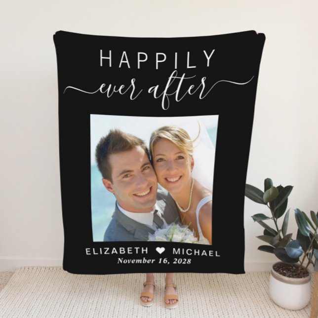 Happily Ever After Newlyweds Wedding Photo Fleece Blanket (Creator Uploaded)