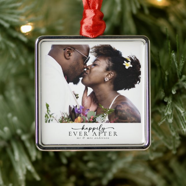 Happily Ever After Newlyweds Wedding Photo Metal Tree Decoration (Tree)