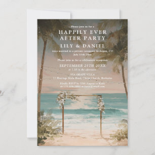 Happily Ever After Ocean Beach Wedding Reception Invitation