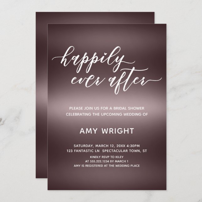 Happily Ever After on Rose Gold Bridal Shower Invitation (Front/Back)