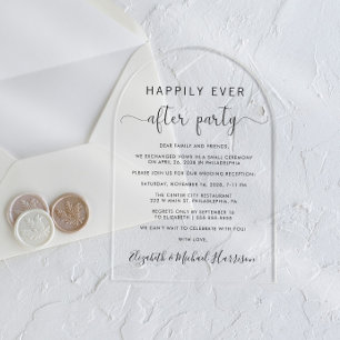 Happily Ever After Party Arch Wedding Reception Acrylic Invitations
