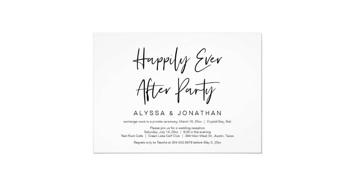 Happily Ever After Party, Black, Elopement Invitation | Zazzle.co.uk