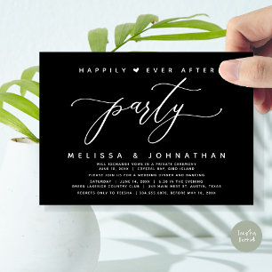 Happily Ever After Party, Black Wedding Dinner Invitation