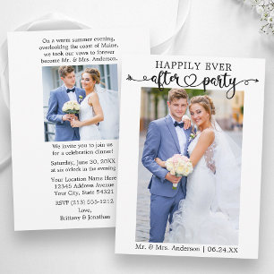 Happily Ever After Party Calligraphy Heart 2 Photo Announcement