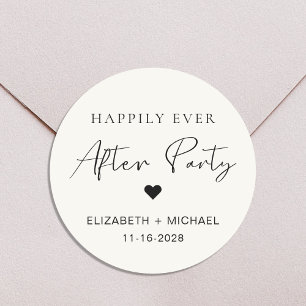 Happily Ever After Party Cream Wedding Reception Classic Round Sticker