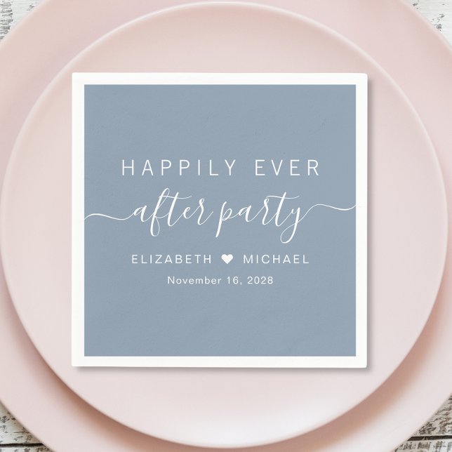 Happily Ever After Party Dusty Blue Reception Napkin (Creator Uploaded)