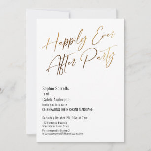 Happily Ever After Party Elegant Gold Invitation