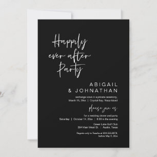 Happily Ever After Party, Elopement, Classy Black Invitation