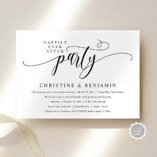 Happily Ever After Party, Elopement, Modern Script Invitation