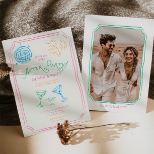 Happily Ever After Party Elopement Wedding Colour Invitation