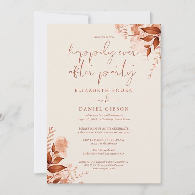 Happily Ever After Party Fall Wedding Vows Invitation (Front)