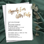 Happily Ever After Party Handwriting Reception Invitation<br><div class="desc">Invite your guests to your wedding celebration with the help of these simple invitation cards. For the header, I've used a casual, modern, handwritten font to create a graphic typography overlay reading "Happily Ever After Party". This image was embellished with a smooth faux gold foil effect for a festive result....</div>