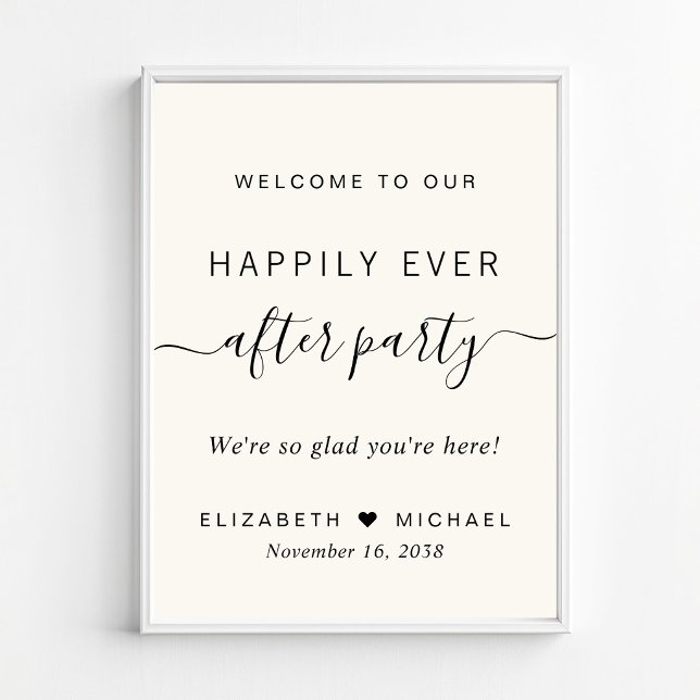 Happily Ever After Party Ivory Wedding Reception Poster (Happily Ever After Party Ivory Wedding Reception Poster)