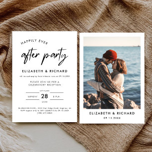 Happily Ever After Party Minimal Wedding Reception Invitation