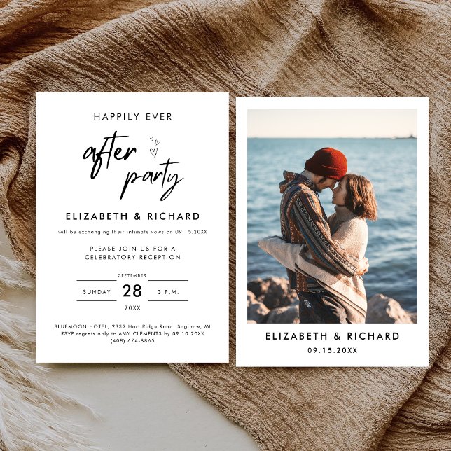 Happily Ever After Party Minimal Wedding Reception Invitation (Creator Uploaded)
