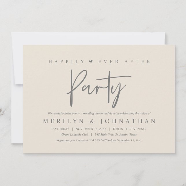 Happily Ever After Party Minimalist Wedding Invitation (Front)