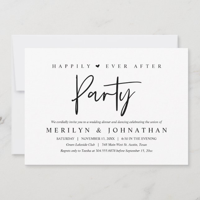 Happily Ever After Party Minimalist Wedding Invitation (Front)