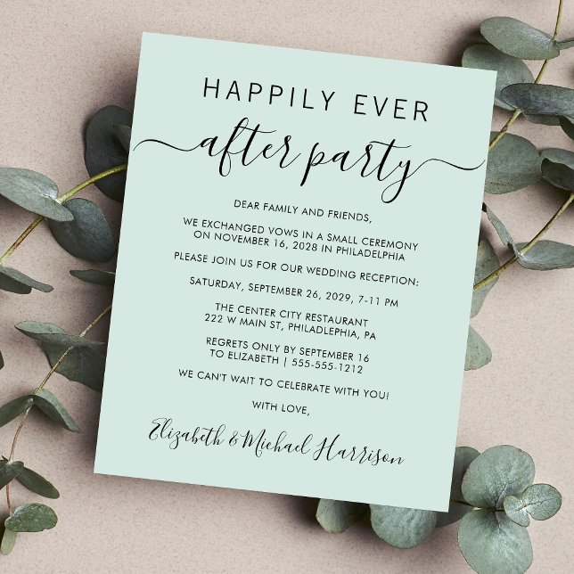 Happily Ever After Party Mint Wedding Invitation (Creator Uploaded)