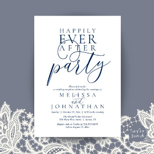 Happily Ever After Party, Modern Classy Wedding Invitation