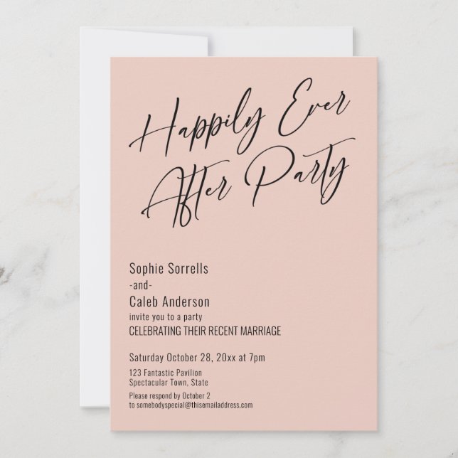 Happily Ever After Party Modern Elegant Blush Pink Invitation (Front)