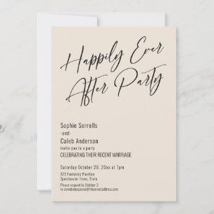 Happily Ever After Party Modern Elegant Cream Invitation