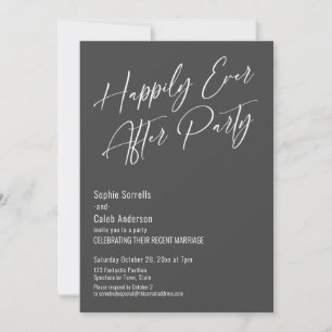 Happily Ever After Party Modern Elegant Dark Grey Invitation