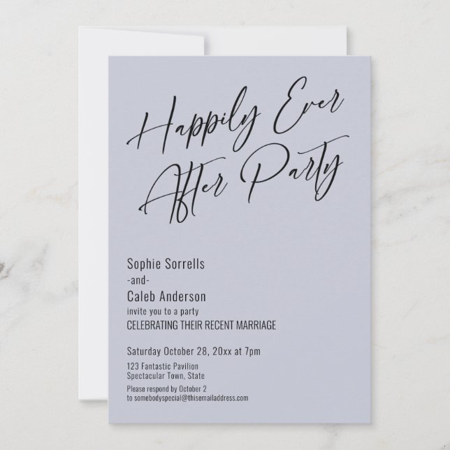 Happily Ever After Party Modern Elegant Dusty Blue Invitation (Front)