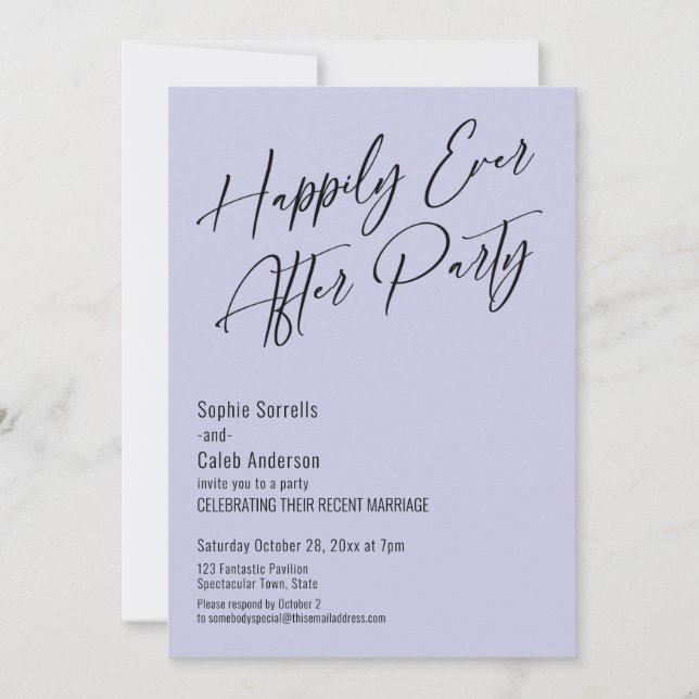 Happily Ever After Party Modern Elegant Lavender Invitation (Front)