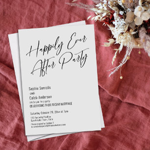 Happily Ever After Party Modern Elegant Light Grey Invitation