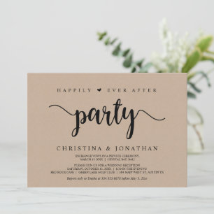 Happily Ever After party, Modern Kraft, Elopement Invitation