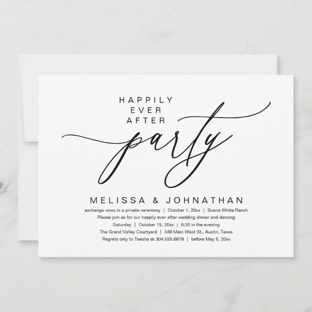 Happily Ever After Party Modern Romantic Dinner Invitation (Front)