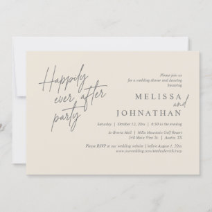 Happily Ever After Party, Modern Wedding Dinner Invitation