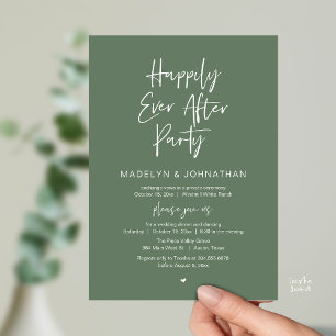 Happily Ever After Party, Modern Wedding Dinner Invitation