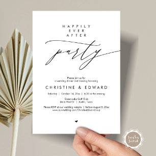 Happily Ever After Party, Modern Wedding Dinner Invitation