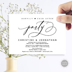 Happily Ever After Party, Modern Wedding Dinner Invitation