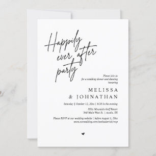 Happily Ever After Party, Modern Wedding Dinner Invitation