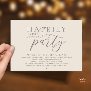 Happily Ever After Party Modern Wedding Elopement Invitation