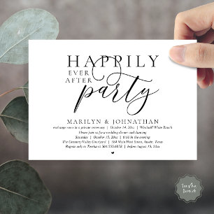 Happily Ever After Party Modern Wedding Elopement Invitation