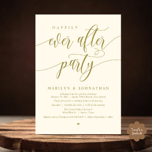 Happily Ever After Party Modern Wedding Elopement Invitation
