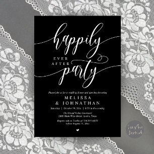 Happily Ever After Party, Modern Wedding Reception Invitation