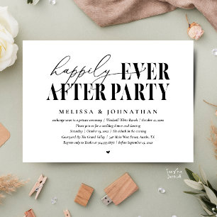 Happily Ever After Party, Modern Wedding Reception Invitation