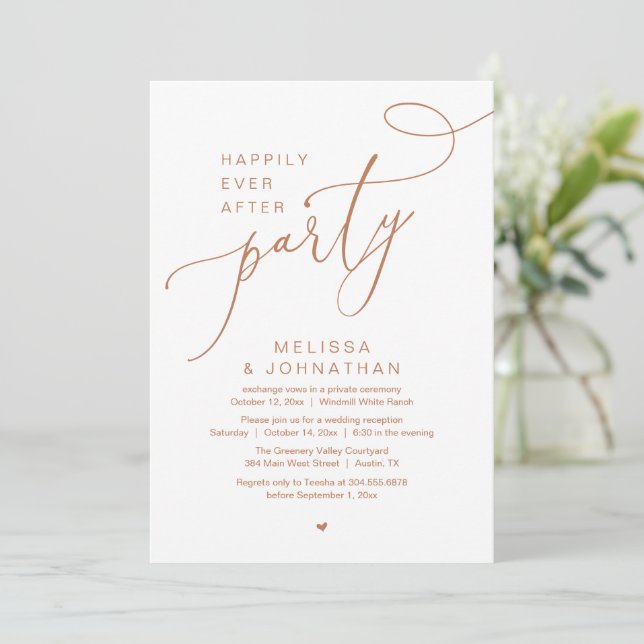 Happily Ever After Party Modern Wedding Reception Invitation (Standing Front)