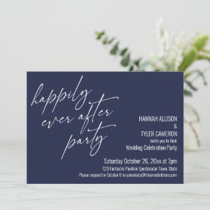 Happily Ever After Party Navy Blue Reception Invitation