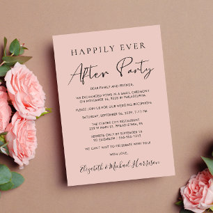 Happily Ever After Party Photo Blush Wedding Announcement