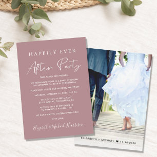 Happily Ever After Party Photo Dusty Rose Wedding Announcement