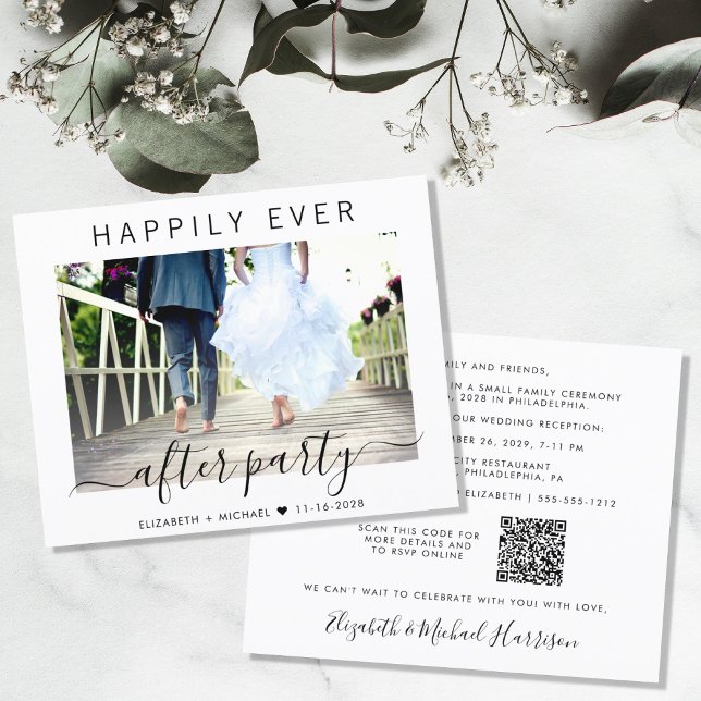 Happily Ever After Party Photo QR Code Wedding (Our user-friendly template will generate your QR code automatically from your website address)